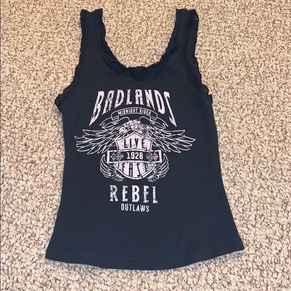 Women’s Graphic Tank Top with Lace Detail